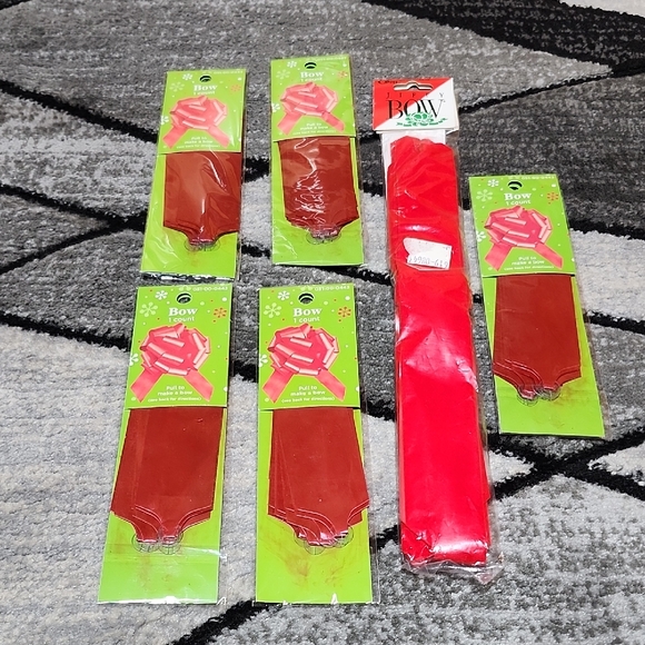 SET-OF-6 RED PULL TO MAKE A BOW GIFT WRAPPING RIBBON BUNDLE - Picture 1 of 10